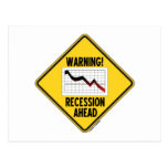 Warning! Recession Ahead (Yellow Diamond Sign) Postcards