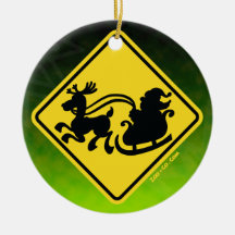 Warning Santa Claus Ahead! Christmas Tree Ornament