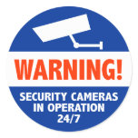 Warning Security Camera Signs Round Sticker
