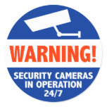 Warning Security Camera Signs Round Sticker
