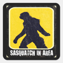 Warning Sign - Sasquatch in Area Square Sticker