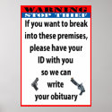 WARNING - STOP THIEF Poster/Sign