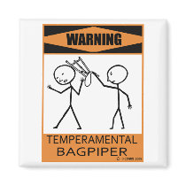 Warning Temperamental Bagpiper magnets