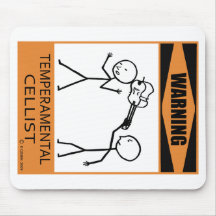Warning Temperamental Cellist Mouse Pads