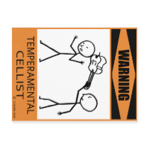 Warning Temperamental Cellist Postcards