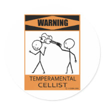 Warning Temperamental Cellist stickers by TempermentalMusician Warning Temperamental Cellist stickers