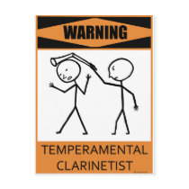 Warning Temperamental Clarinetist Post Card