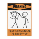 Warning Temperamental Clarinetist postcards by TempermentalMusician Warning Temperamental Clarinetist postcards