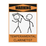 Warning Temperamental Clarinetist Post Card