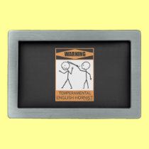 Warning! Temperamental English Hornist belt buckles