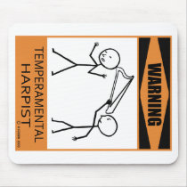Warning Temperamental Harpist Mouse Mats