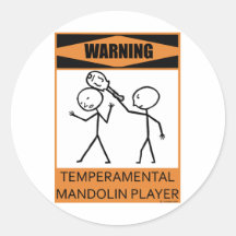 Warning Temperamental Mandolin Player Stickers