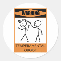 Warning Temperamental Oboist Sticker