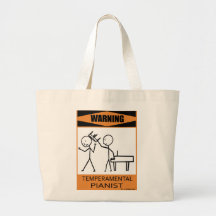 Warning Temperamental Pianist Tote Bags
