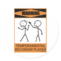 Warning Temperamental Recorder Player stickers by TempermentalMusician Warning Temperamental Recorder Player stickers