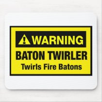 Warning Twirls Fire Batons Mouse Pad