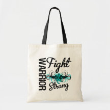 Warrior Fight Strong Ovarian Cancer Canvas Bags