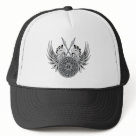 zaz_trucker_hat - Custom Mesh Skull trucker hats featuring skulls by the best artists for truck drivers. You can create a custom skull truckers hat by adding a name or any quote to these high quality mesh hats.: Sizes  Available colors: white_black