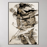 Warrior with Flaming Arrow Sepia Canvas Print