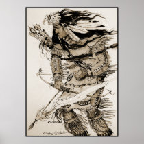 Warrior with Flaming Arrow Sepia Canvas Print
