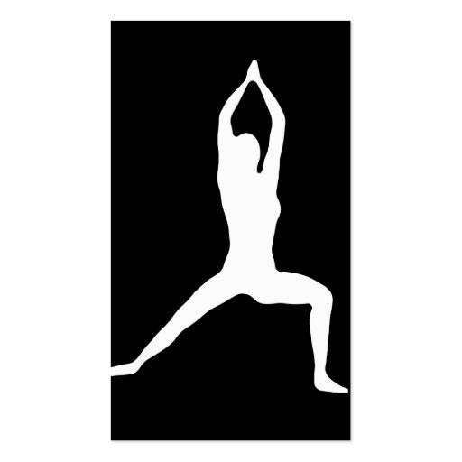 Warrior Yoga Pose Silhouette Black and White Business Card Templates (back side)