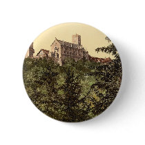 Wartburg, from Eisenach Castle, Thuringia, Germany Button