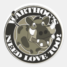 Warthog Love Round Stickers