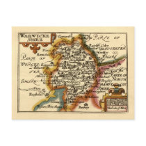 "Warwickeshire" Warwickshire County Map postcards