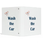 Wash The Car Reminders 3 Ring Binder