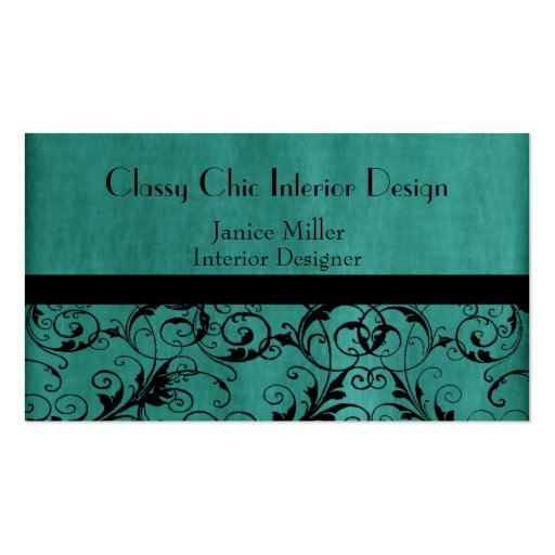 Washed Aqua Green Patterned Business Card (front side)