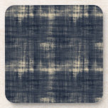 Washed Out Dark Blue Fabric Drink Coaster