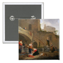 Washerwomen by a Roman Fountain Pin