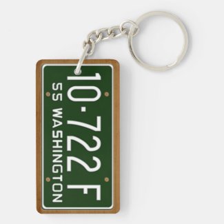 Washington 1955 Vintage License Plate Keychain Rectangle Acrylic Key Chain