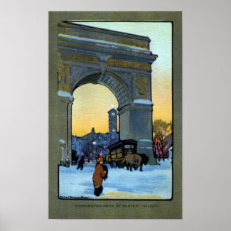 Washington Arch at Winter Twilight Poster