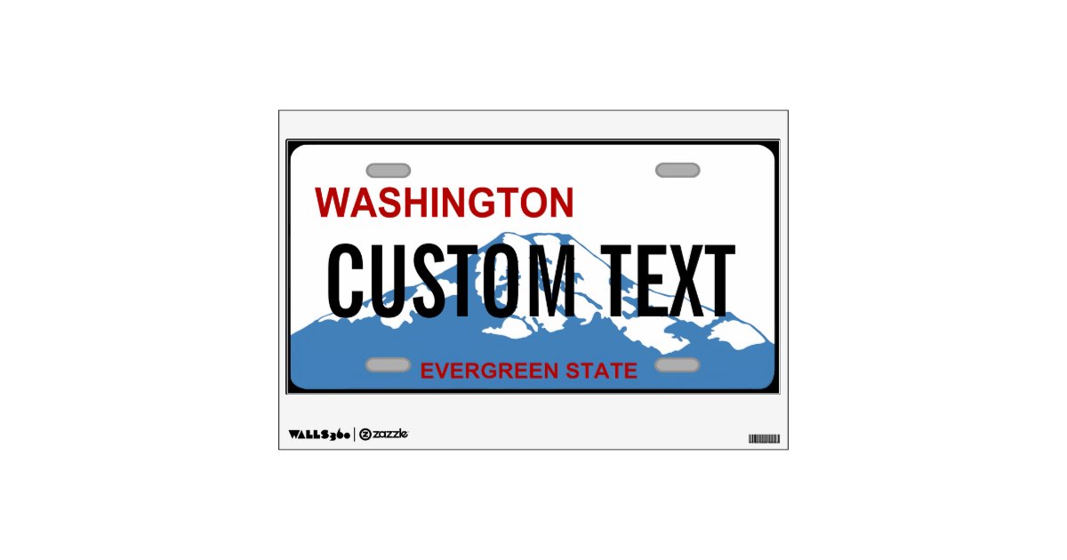 Washington custom license plate wall decal Zazzle