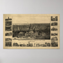 Washington DC 1860 Antique Panoramic Map Posters