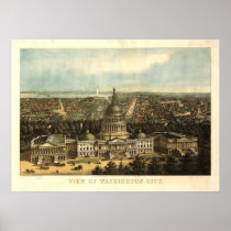 Washington DC 1871 Antique Panoramic Map posters