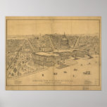 Washington DC 1872 Antique Panoramic Map Posters