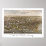 Washington DC 1892 Antique Panoramic Map Posters