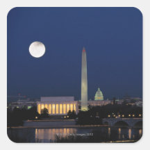 Washington DC at Night Square Sticker