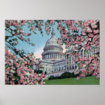 Washington DC Congress Capitol Hill Cherry Blossom Poster