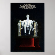 Washington DC Lincoln Memorial at Night with Quote Poster