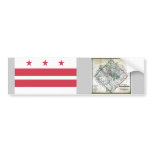 Washington DC  Map and Flag Bumper Sticker