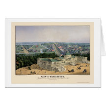 Washington, DC Panoramic Map - 1852 Greeting Cards
