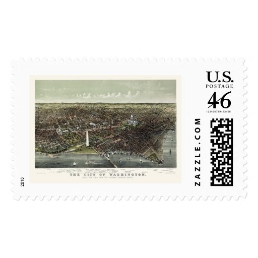 Washington, DC Panoramic Map - 1892 Stamp