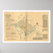 Washington DC Plan Map by L'Enfant 1791 Poster