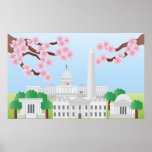 Washington DC with Cherry Blossoms Poster