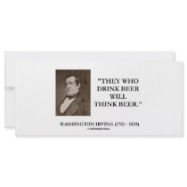 Washington Irving Drink Beer Think Beer Quote Custom Rack Cards