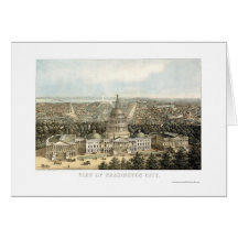 Washington, mapa panorámico de DC - 1857 Tarjetón