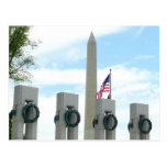 Washington Monument and WWII Memorial Postcard